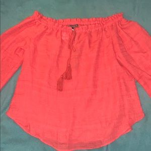 coral off the shoulder stylish top
